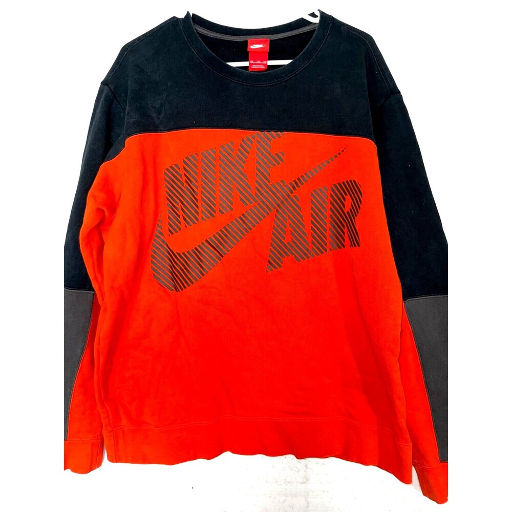 Nike Air Mens Sz XXL Crewneck Sweatshirt Logo Orange Black VTG 100% Cotton Heavy